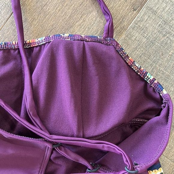 Mossimo Tribal Burgundy One Piece Swimsuit Lace Up Back Size Large - Picture 5 of 5